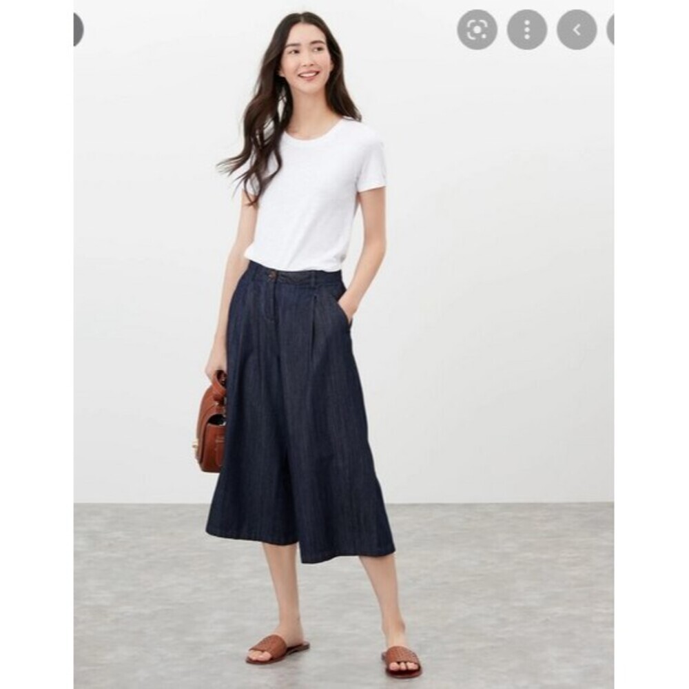 Denim Joules High Waisted Cropped Wide Leg Culottes (NWT)